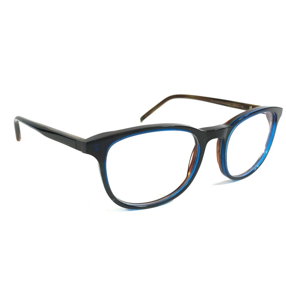 Tom Davies Eyeglasses Frame TD701 Col. 1924 Brown Blue Square Full Rim 50-19-140